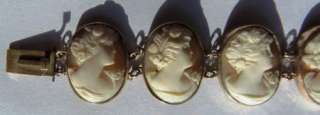 Rare antique Victorian 14k gold Cameo bracelet,9 different hand carved 