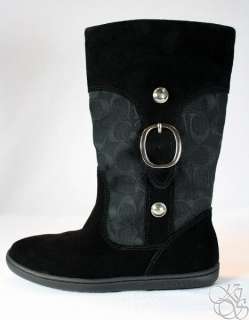 COACH Meyer Black/Black Signature Suede/Sherling Boots  