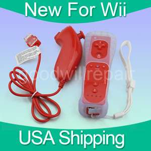 Red Nunchuck and Remote Controller Set For Nintendo Wii  