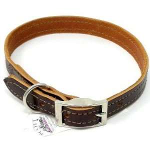 Scott Stitched Leather Dog Collar, Brown, 18 x 3/4  