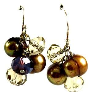 Designer Alex Carol Bronze/Amber Freshwater Pearls and Topaz Crystal 