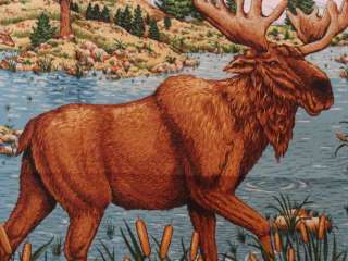 New Moose River Wild Animal Trees Fabric Pillow Panel  