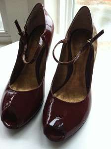 NWOB NINE WEST MAROON BROWN PATENT LEATHER MARY JANES 40.5 9 1/2 
