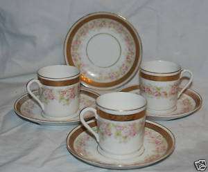 HERMANN OHME GERMAN PINK ROSE GOLD BAND DISHES 37 PIECE  
