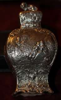 Antique Dutch Ornate silver tea caddy lion top ESTATE  