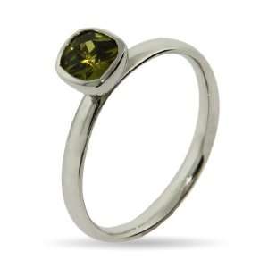 Stackable Reflections Peridot Cushion Cut CZ Stackable Ring Size 6 