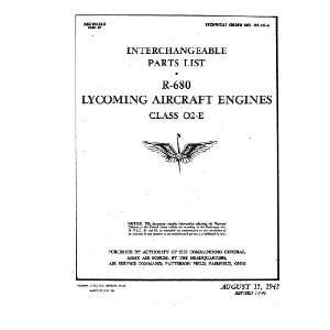   680 Aircraft Engine Inter. Parts Manual Lycoming R 680 Books