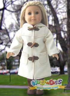Handmade White Wool Duffel Coat fits 18 American Girl doll  