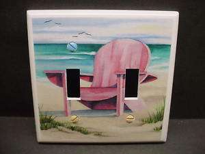 Beach Chair Pink #1 Light Switch Cover DBL V195  