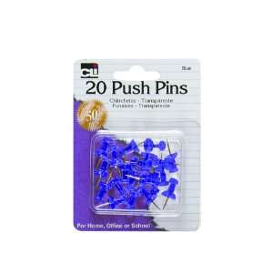  Charles Leonard Inc. Push Pins, Blue, 20/card (20215 