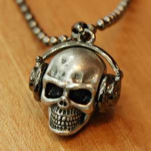 Mens cool unique headset skull fashion necklace pendant  