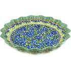 Polmedia Polish Pottery 12 inch Stoneware Fluted Pie Dish Hand Painted