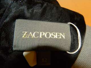 ZAC POSEN Black Draped Silk Floor Length Gown 4/6  