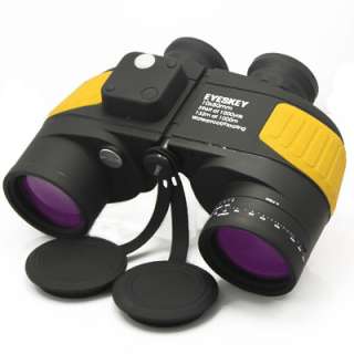 10x50 Waterproof Yellow Floating Binoculars with Build in Range Finder 