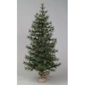   Pine Artificial Christmas Tree In Burlap Bag   Unlit