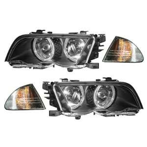 com 98 01 BMW 3 Series E46 Sedan Black LED Halo Projector Headlights 