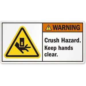  Crush Hazard. Keep hands clear. Paper Labels, 5.5 x 2.75 