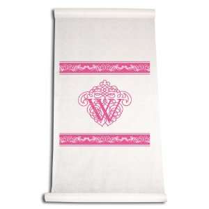   Aisle Runner, Fancy Font Letter W, White with Hot Pink