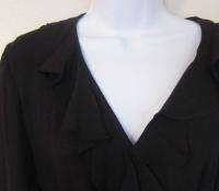 Isabella Bird 4 black silk v neck faux wrap dress  