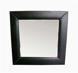NEW Black Leather Framed Square Mirror 26 3/4  