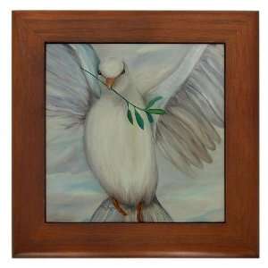  White Dove of Peace Peace Framed Tile by 
