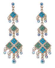Mint Green (Green) Triple Tier Diamanté Drop Earrings  249931837 