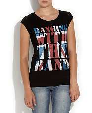 Black (Black) Black Hanging With the Band Print Tee  259860201  New 