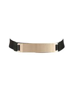 Black (Black) Metal Plate Stretch Belt  256427601  New Look