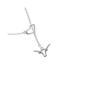  Longhorn Head Outline Heart Lariat Charm Necklace Arts 