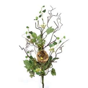 Pack of 6 Songbird Decorative Silk Grape Leaf/Berry/Nest 