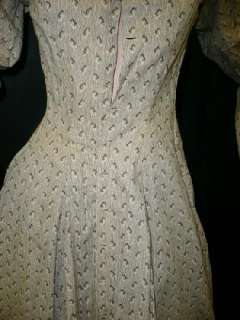 RARE ORIG LADIES VICTORIAN 1870 1880 2PC COTTON PRINT TRAVELING DRESS 