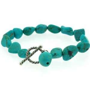  Genuine Blue Turquoise Nugget Toggle Bracelet Jewelry