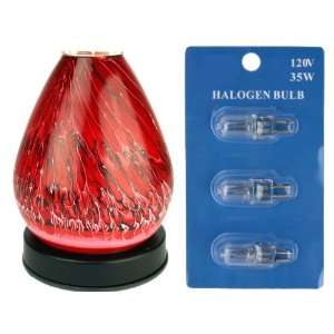  Red Swirl Electric Oil Warmer with Replacement Halogen 