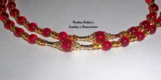 Handmade Catholic Rosary Bead Necklace ~ Ruby Red  