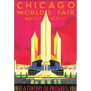 CHICAGO WORLDS FAIR 1933 A CENTURY OF PROGRESS SMALL VINTAGE POSTER 