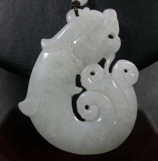Icy White 100% Natural A Jade jadeite pendant Old Dragon 621235  
