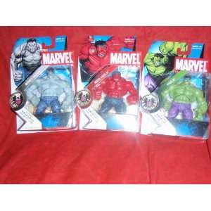  MARVEL UNIVERSE RED, GRAY AND GREEN HULK FIGURE SET Toys 