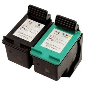   Ink Cartridge Replacement for HP 74 and HP 75 (1 Black, 1 Color