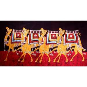 Rajasthani Decorated Camels   Batik Painting On Cotton Fabric  