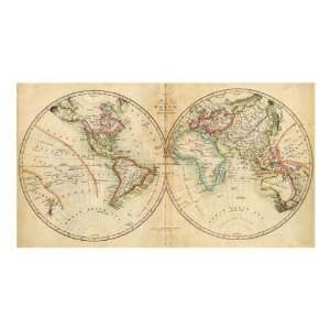    John Melish   Map Of The World, 1820 Giclee Canvas