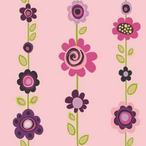  Floral Stripe Pink Wallpaper in Girl Power II