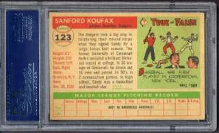 1955 TOPPS SANDY KOUFAX HOF ROOKIE #123   BROOKLYN DODGERS   PSA 5 EX 