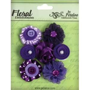 Floral Embellishments Mini Fabric Flowers 7/Pkg Purple  