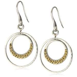 LOIS HILL Two Tone Open Scroll Two Layer Circle Fishhook Earring