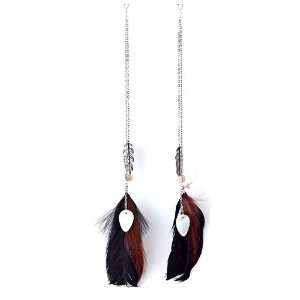  Long Dangle Feather Earrings with Mother of pearl charms 