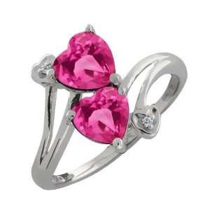   Ct Genuine Heart Shape Pink Mystic Topaz Gemstone 18k White Gold Ring
