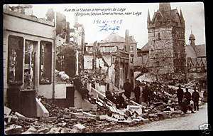 Belgium~WWI~1914 HERVE~Rue de la Station p. Liege ~Bomb  