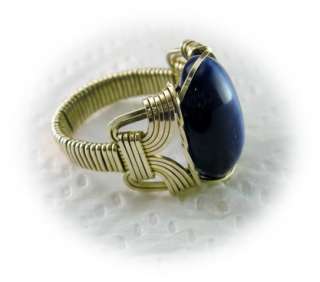 R435 Navy Blue Cats Eye 14k Gold gf Ring Mens Ladies  