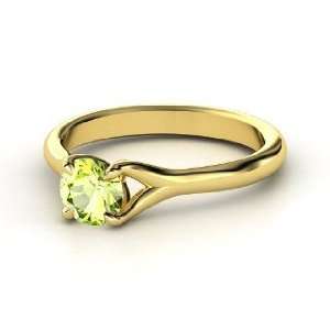  Cynthia Ring, Round Peridot 14K Yellow Gold Ring Jewelry