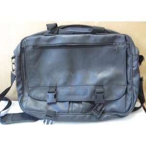  Laptop Suitcase Messenger Bag with Shoulder Strap   Black Leather 